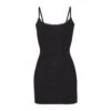 RHINESTONE LOGO POINTELLE MINI SLIP DRESS | ONYX