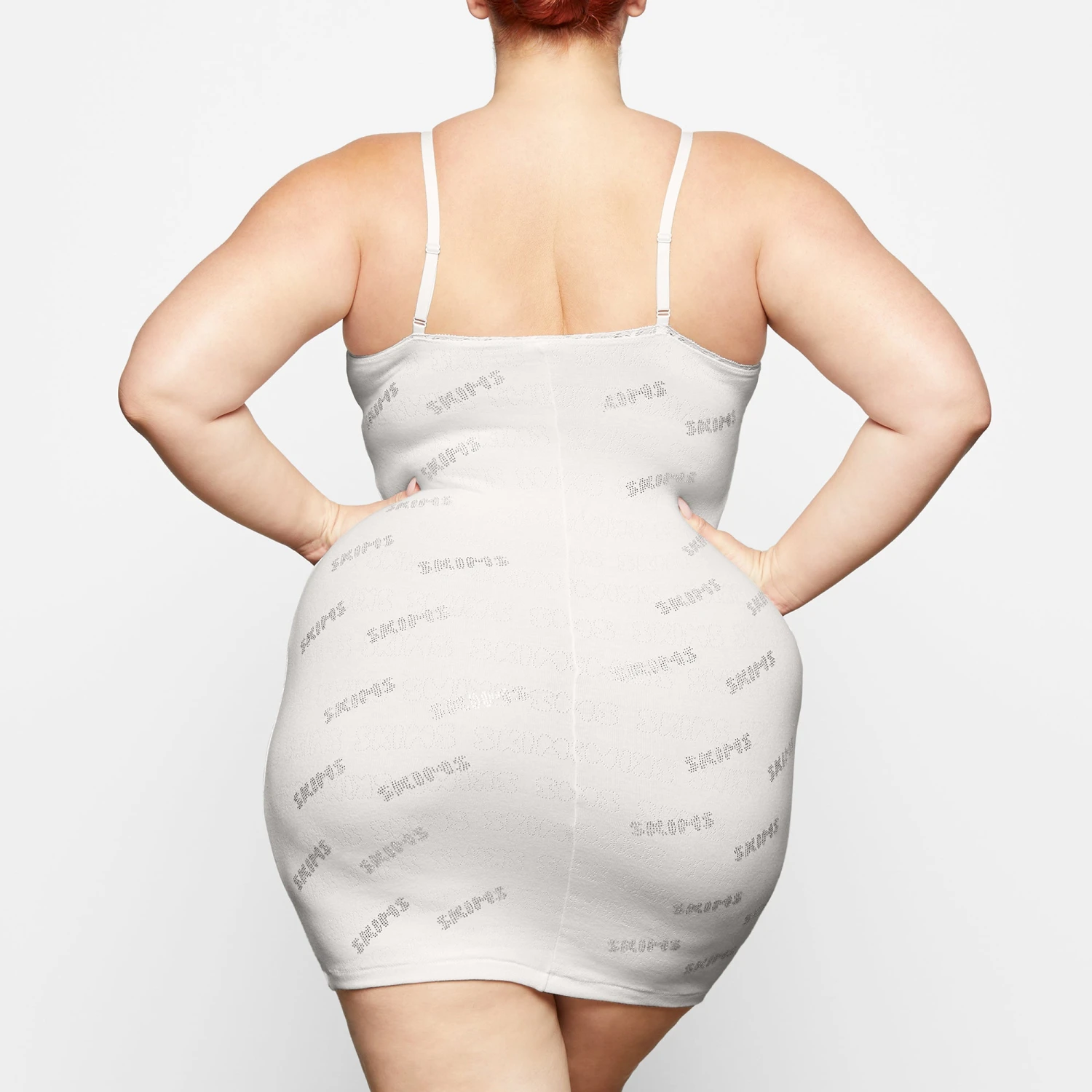 RHINESTONE LOGO POINTELLE MINI SLIP DRESS | MARBLE 4 RHINESTONE LOGO POINTELLE MINI SLIP DRESS | MARBLE - Image 4