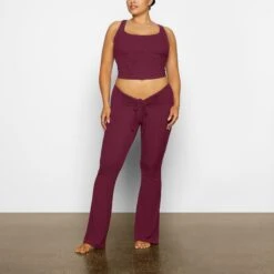SOFT LOUNGE RUCHED PANT | WINE -Deals Easy Allure Wardrobe Store SKIMS LOUNGEWEAR AP PNT 2270 WD WNE 2751 FR