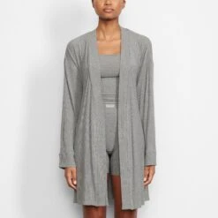 SOFT LOUNGE ROBE | HEATHER GREY -Deals Easy Allure Wardrobe Store SKIMS LOUNGEWEAR AP RBE 0345 LA HEG FR