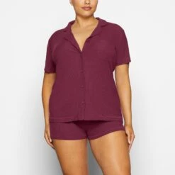 SOFT LOUNGE SHORT SLEEP SET | WINE -Deals Easy Allure Wardrobe Store SKIMS LOUNGEWEAR AP SET 2519 WD WNE 3276 FR