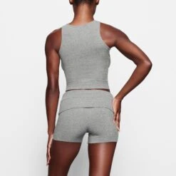 SOFT LOUNGE FOLD OVER SHORT | HEATHER GREY -Deals Easy Allure Wardrobe Store SKIMS LOUNGEWEAR AP SHO 1560 OB HEG BK