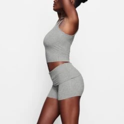 SOFT LOUNGE FOLD OVER SHORT | HEATHER GREY -Deals Easy Allure Wardrobe Store SKIMS LOUNGEWEAR AP SHO 1560 OB HEG SD