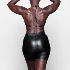 FAUX LEATHER BIKE SHORT | ONYX -Deals Easy Allure Wardrobe Store SKIMS LOUNGEWEAR AP SHO 1708 UA ONX 0011 BK