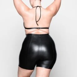 FAUX LEATHER BIKE SHORT | ONYX -Deals Easy Allure Wardrobe Store SKIMS LOUNGEWEAR AP SHO 1708 UB ONX 0032 BK