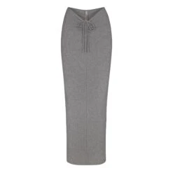 SOFT LOUNGE RUCHED LONG SKIRT | HEATHER GREY