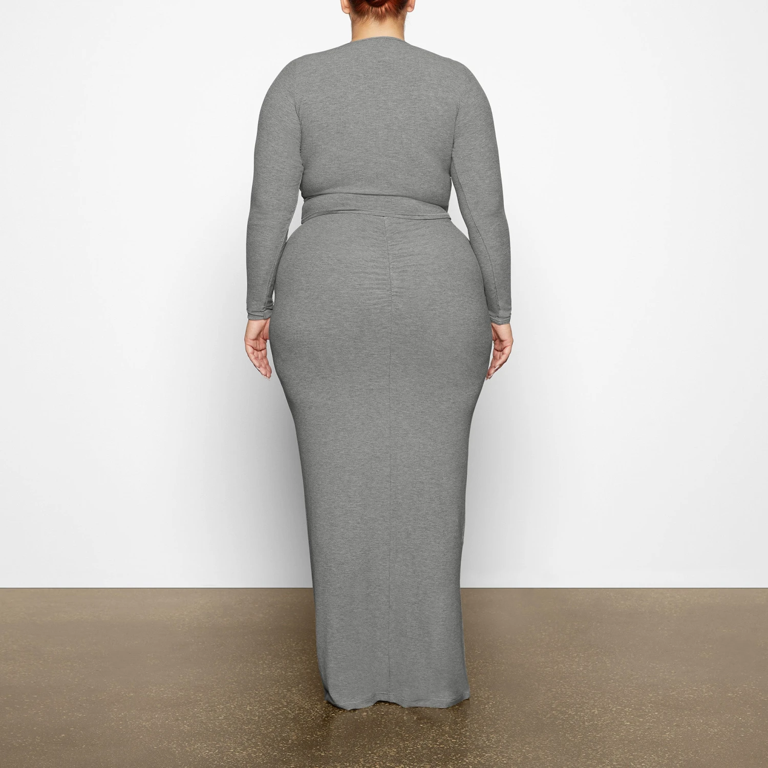 SOFT LOUNGE RUCHED LONG SKIRT | HEATHER GREY 4 SOFT LOUNGE RUCHED LONG SKIRT | HEATHER GREY - Image 4