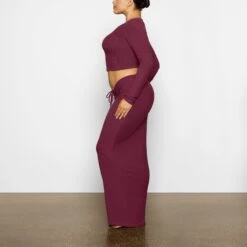 SOFT LOUNGE RUCHED LONG SKIRT | WINE -Deals Easy Allure Wardrobe Store SKIMS LOUNGEWEAR AP SKT 2264 WD WNE 1326 SD