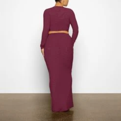 SOFT LOUNGE RUCHED LONG SKIRT | WINE -Deals Easy Allure Wardrobe Store SKIMS LOUNGEWEAR AP SKT 2264 WD WNE 1336 BK