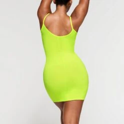 FITS EVERYBODY SLIP DRESS | GREEN HIGHLIGHTER -Deals Easy Allure Wardrobe Store SKIMS LOUNGEWEAR AP SLP 0651 NA GRH 023