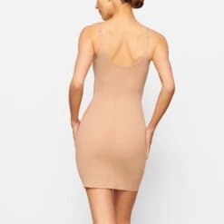 FITS EVERYBODY SLIP DRESS | OCHRE -Deals Easy Allure Wardrobe Store SKIMS LOUNGEWEAR AP SLP 0651 NB OCH BK