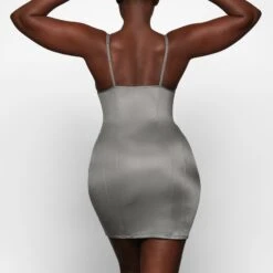 GLISSENETTE SLIP DRESS | THUNDER -Deals Easy Allure Wardrobe Store SKIMS LOUNGEWEAR AP SLP 2319 ZA THD 0020 BK