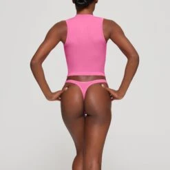 COTTON JERSEY MOCK NECK TANK | SUGAR PINK -Deals Easy Allure Wardrobe Store SKIMS LOUNGEWEAR AP TNK 0268 HB PIN 0012 BK