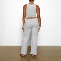 COTTON SLEEP SPLIT NECK TANK | LIGHT HEATHER GREY -Deals Easy Allure Wardrobe Store SKIMS LOUNGEWEAR AP TNK 1379 BA LHG 0010 BK