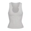 COTTON SLEEP SPLIT NECK TANK | LIGHT HEATHER GREY