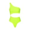 FITS EVERYBODY ONE SHOULDER CUT OUT BODYSUIT | GREEN HIGHLIGHTER