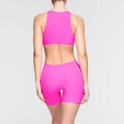 FITS EVERYBODY HIGH NECK CUT OUT ONESIE | NEON PINK -Deals Easy Allure Wardrobe Store SKIMS LOUNGEWEAR BD THG 3044 NC NPK 014 BK