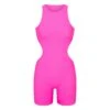 FITS EVERYBODY HIGH NECK CUT OUT ONESIE | NEON PINK