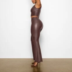 FAUX LEATHER BOOT CUT PANT | COCOA -Deals Easy Allure Wardrobe Store SKIMS LOUNGEWEAR BO BCT 2765 AA COA 0009 SD