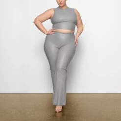 FAUX LEATHER BOOT CUT PANT | CARBON -Deals Easy Allure Wardrobe Store SKIMS LOUNGEWEAR BO BCT 2765 AC CBN 0004 FR