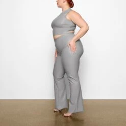 FAUX LEATHER BOOT CUT PANT | CARBON -Deals Easy Allure Wardrobe Store SKIMS LOUNGEWEAR BO BCT 2765 AC CBN 0007 SD