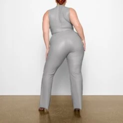 FAUX LEATHER BOOT CUT PANT | CARBON -Deals Easy Allure Wardrobe Store SKIMS LOUNGEWEAR BO BCT 2765 AC CBN 0014 BK