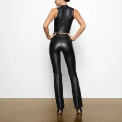FAUX LEATHER BOOT CUT PANT | ONYX -Deals Easy Allure Wardrobe Store SKIMS LOUNGEWEAR BO BCT 2765 AD ONX 0015 BK
