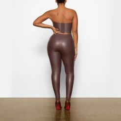FAUX LEATHER LEGGING | COCOA -Deals Easy Allure Wardrobe Store SKIMS LOUNGEWEAR BO LEG 2764 AA COA 0012 BK