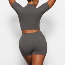 RAW EDGE SHORT | GUNMETAL -Deals Easy Allure Wardrobe Store SKIMS LOUNGEWEAR BO SHO 2612 AA GUN 0015 BK