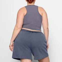 BOYFRIEND FLEECE SHORT | STEEL BLUE -Deals Easy Allure Wardrobe Store SKIMS LOUNGEWEAR BO SHO 2776 AC SLB 0024 BK