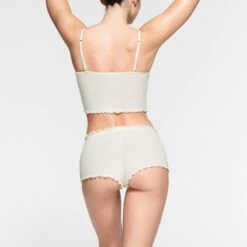 LOGO POINTELLE MINI SHORT | MARBLE -Deals Easy Allure Wardrobe Store SKIMS LOUNGEWEAR BO SHO 3041 NC MBL 014 BK