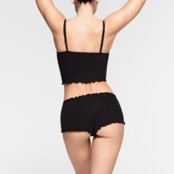 LOGO POINTELLE MINI SHORT | ONYX -Deals Easy Allure Wardrobe Store SKIMS LOUNGEWEAR BO SHO 3041 NC ONX 018 BK