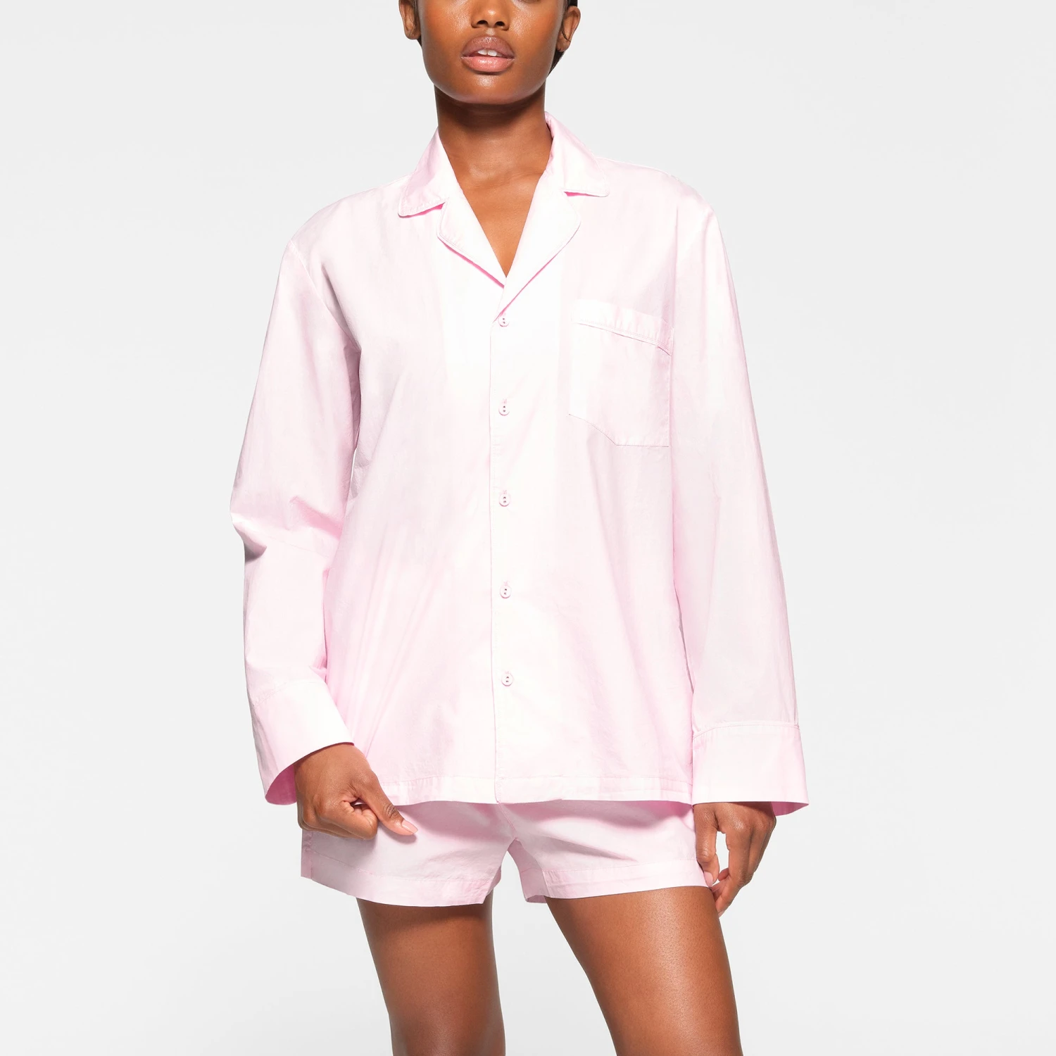 COTTON POPLIN SLEEP SHORT | BABY PINK 2 COTTON POPLIN SLEEP SHORT | BABY PINK - Image 2