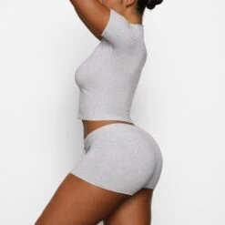 COTTON SLEEP SHORT | LIGHT HEATHER GREY -Deals Easy Allure Wardrobe Store SKIMS LOUNGEWEAR BO SHO 3231 BA LHG 0011 SD