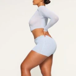 BRIDAL MESH SHORT | GLACIER -Deals Easy Allure Wardrobe Store SKIMS LOUNGEWEAR BO SHO 3564 LA GLC 0008