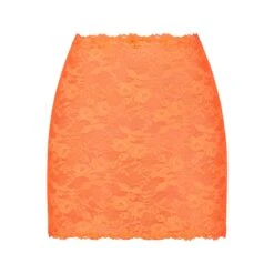 STRETCH LACE SKIRT | NEON ORANGE