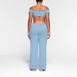 LOGO POINTELLE PANT | IRIS BLUE -Deals Easy Allure Wardrobe Store SKIMS LOUNGEWEAR BO STR 3035 NA IRB 015 BK