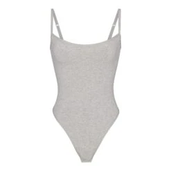 COTTON LOGO BODYSUIT | LIGHT HEATHER GREY