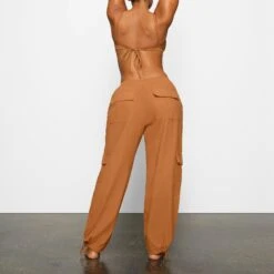 COVER UP CARGO PANT | ALMOND -Deals Easy Allure Wardrobe Store SKIMS LOUNGEWEAR CU PNT 2819 CA ALM 0015 BK