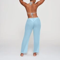 SILK CHIFFON COVER UP DRAWSTRING PANT | IRIS BLUE -Deals Easy Allure Wardrobe Store SKIMS LOUNGEWEAR CU PNT 3073 HA IRB 0011