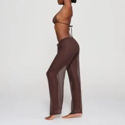 SILK CHIFFON COVER UP DRAWSTRING PANT | COCOA -Deals Easy Allure Wardrobe Store SKIMS LOUNGEWEAR CU PNT 3073 HB COA 0009