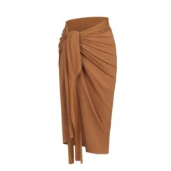 COVER UP TIE SARONG SKIRT | ALMOND