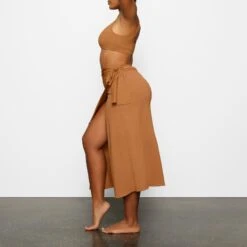 COVER UP TIE SARONG SKIRT | ALMOND -Deals Easy Allure Wardrobe Store SKIMS LOUNGEWEAR CU SAR 2820 CA ALM 0007 SD
