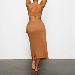 COVER UP TIE SARONG SKIRT | ALMOND -Deals Easy Allure Wardrobe Store SKIMS LOUNGEWEAR CU SAR 2820 CA ALM 0014 BK