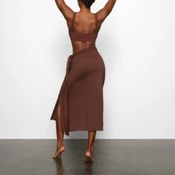 COVER UP TIE SARONG SKIRT | COCOA -Deals Easy Allure Wardrobe Store SKIMS LOUNGEWEAR CU SAR 2820 CB COA 0015 BK