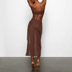 MESH LONG SARONG | COCOA -Deals Easy Allure Wardrobe Store SKIMS LOUNGEWEAR CU SAR 2825 CB COA 0014 BK