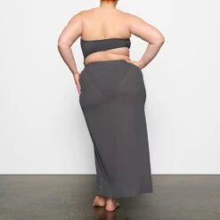 MESH LONG SARONG | GUNMETAL -Deals Easy Allure Wardrobe Store SKIMS LOUNGEWEAR CU SAR 2825 CC GUN 0016 BK