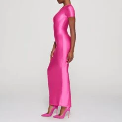 SHINE JERSEY LONG DRESS | HOT PINK -Deals Easy Allure Wardrobe Store SKIMS LOUNGEWEAR DR MAX 3013 HB PNK 0008 SD
