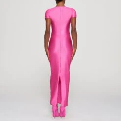 SHINE JERSEY LONG DRESS | HOT PINK -Deals Easy Allure Wardrobe Store SKIMS LOUNGEWEAR DR MAX 3013 HB PNK 0012 BK
