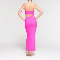 FITS EVERYBODY CUT OUT LONG DRESS | NEON PINK -Deals Easy Allure Wardrobe Store SKIMS LOUNGEWEAR DR MAX 3046 NC NPK 032